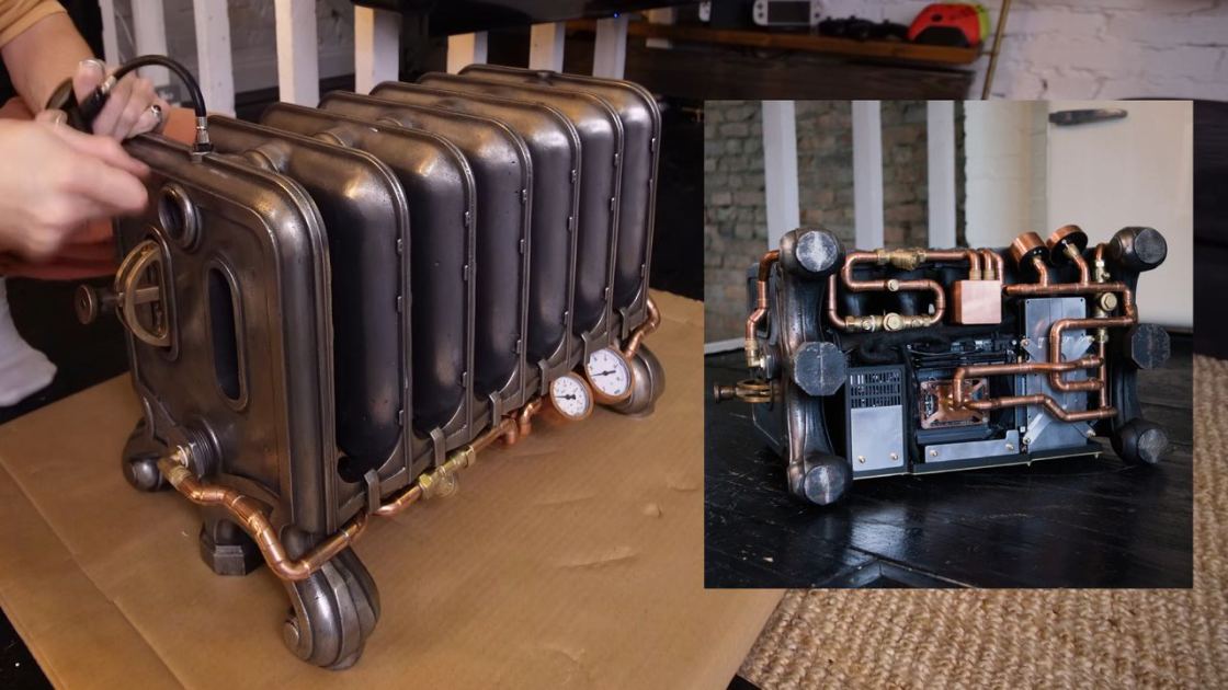  This creator extraordinaire has built a gaming PC attached to a Victorian cast-iron radiator that is fully integrated into the cooling system, and I am in complete awe 