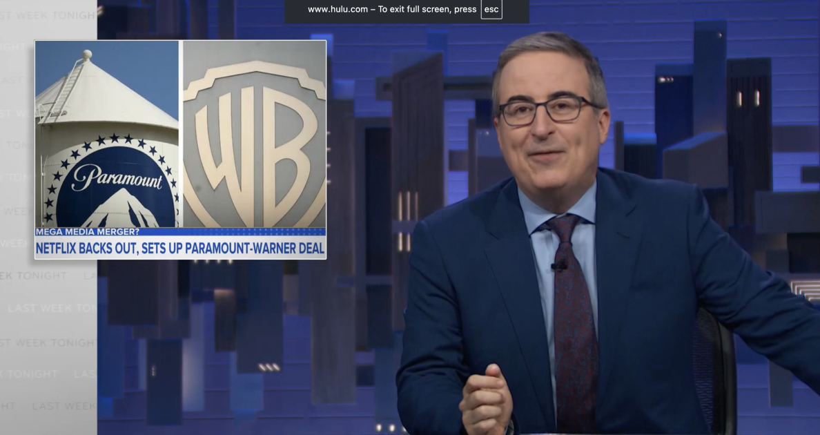 John Oliver Says Paramount Buying Warner Bros. Is ‘Not Great News: ‘How the F—Do I Get Out of Here?’
