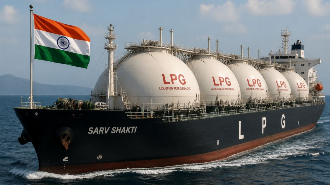 The great 'gas-by': 45,000-tonne LPG tanker 'Sarv Shakti' crosses Hormuz