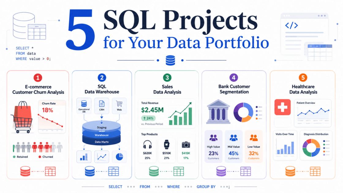 5 Real-World SQL Projects to Build Your Data Portfolio