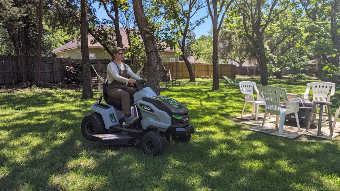 This Battery-Powered Riding Lawn Mower Can Handle Slopes and Cut Over an Acre of Grass on a Single Charge