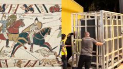 Bayeux Tapestry arrives in UK for first time in 900 years under police guard