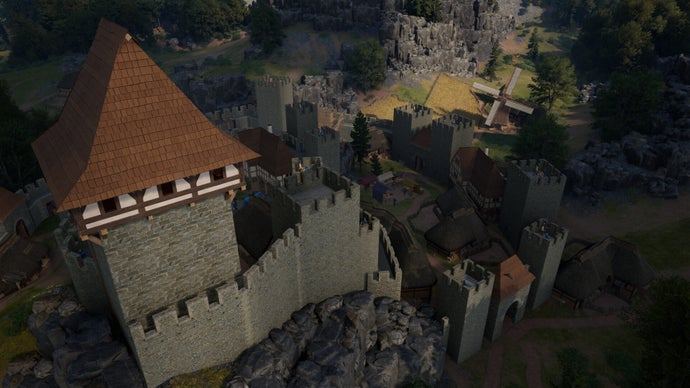 Build a medieval castle piece by piece and then defend it from enemy knights in the city builder and RTS Bergfried