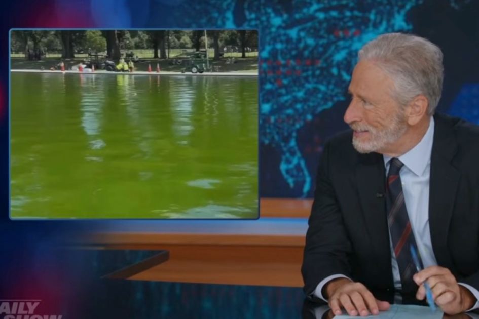 Jon Stewart Dives Into Reflecting Pool Algae Infestation: ‘Did They Replace the Water With Mountain Dew?’
