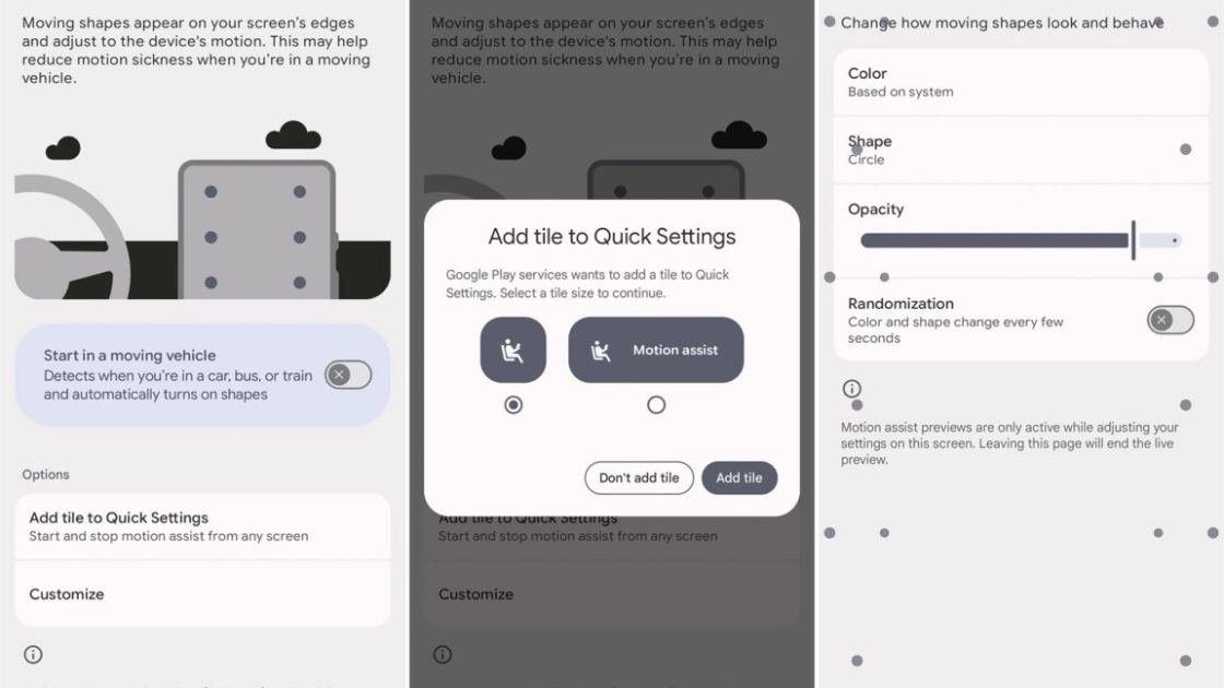 Google's anti-nausea Motion Assist dots finally rolling out on Android