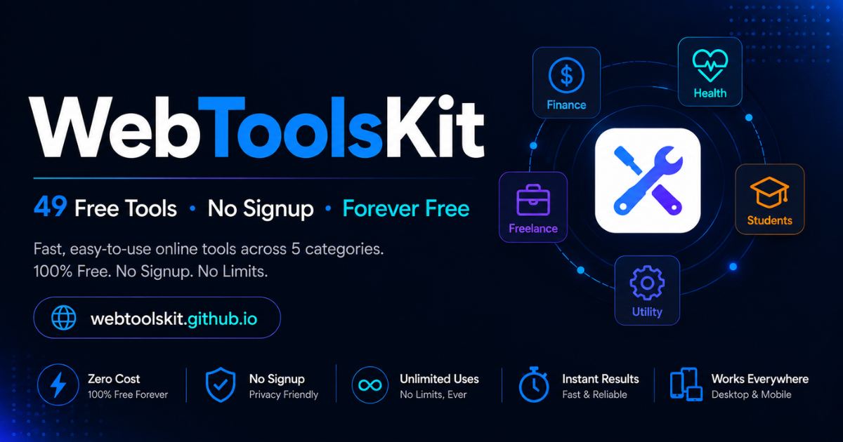 WebToolsKit — 49 Free Online Tools, No Signup