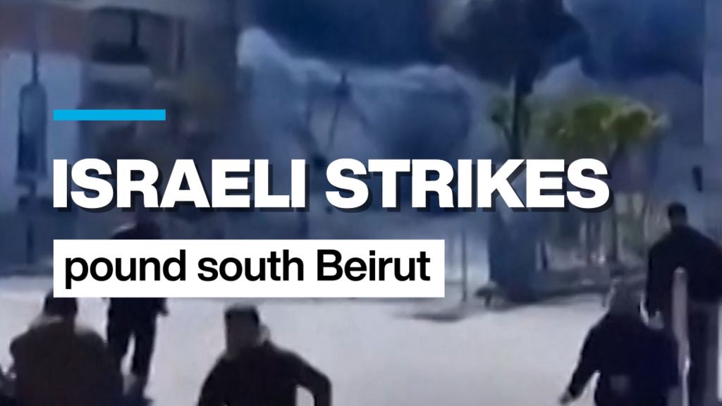 Israeli strikes pound south of Beirut, displacing more than 100,000 in a day