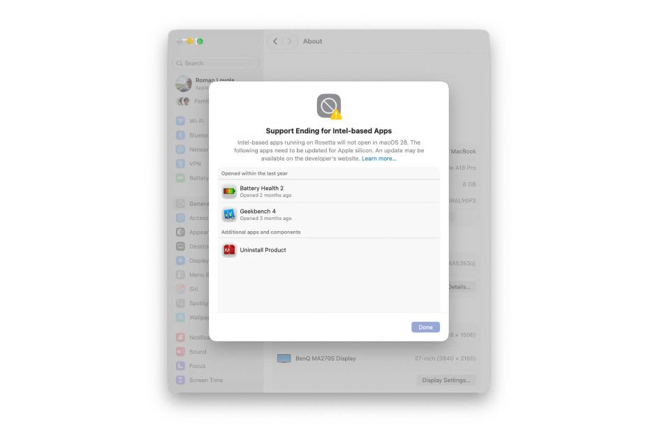 macOS 27 warning: Your Intel apps are nearly dead