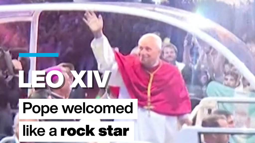 Pope Leo XIV welcomed like a rock star at Stade de France near Paris