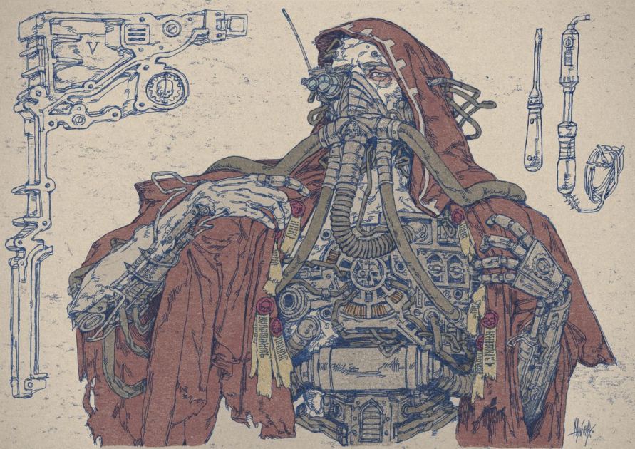  From ents to tech priests, this artist fuses machinery and organic biomatter to create imaginative fantasy characters 