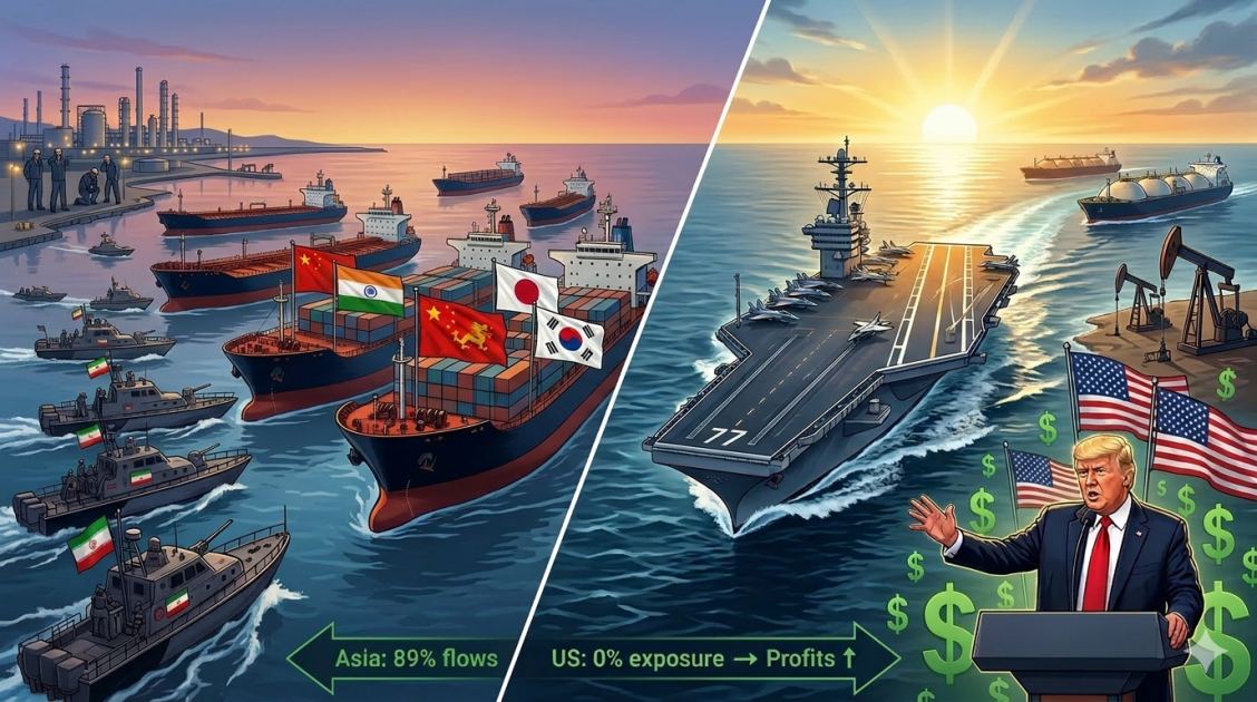 Choke on Strait of Hormuz hurts many nations, US is not one of them - in fact it profits