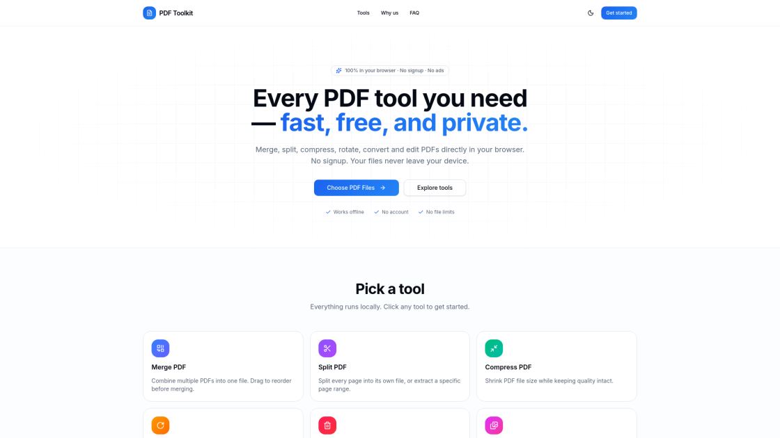 Free PDF Toolkit – Merge, Split, Compress & Edit PDFs Online