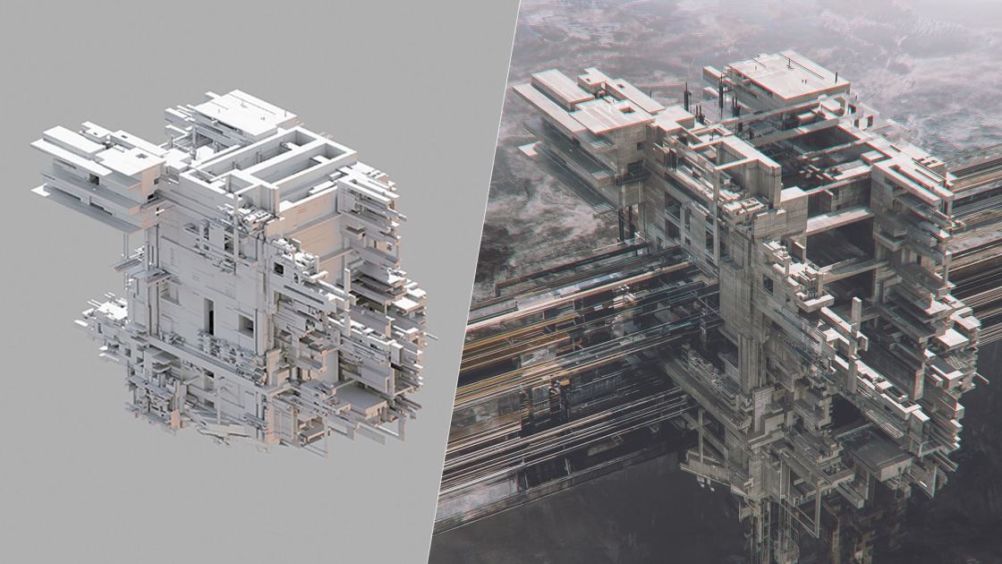  A library of over 10,000 abstract models is the starting point for this artist's compositions 