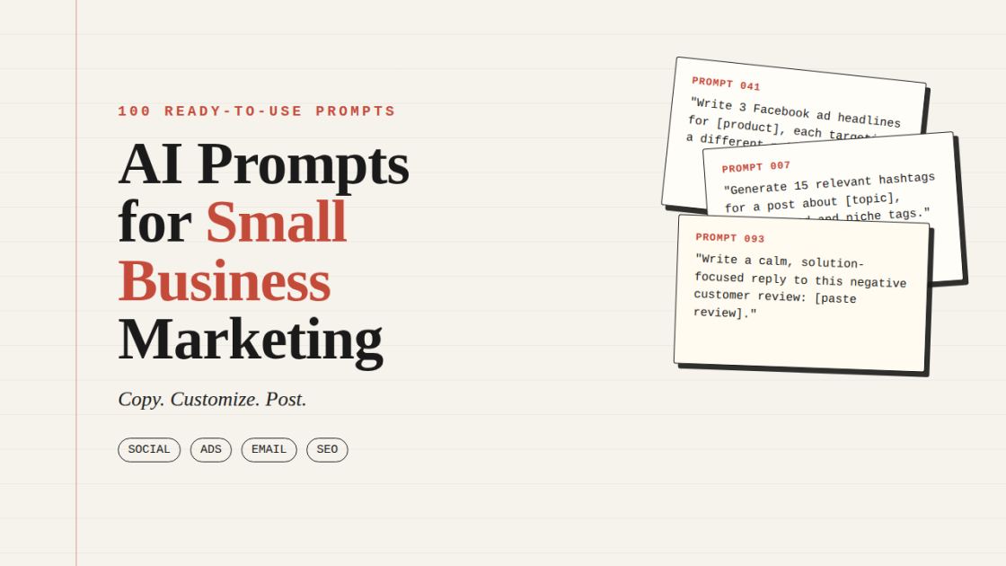 Buy 100 AI Prompts to Market Your Small Business by AIPromptsForBiz on Selar
