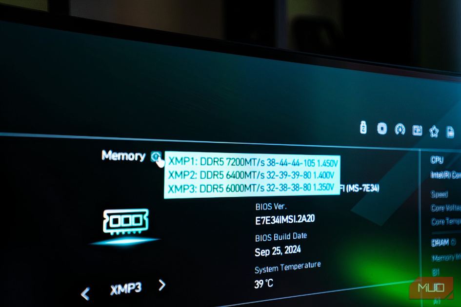 Your RAM has more than one XMP profile, and picking the wrong one might cost you performance