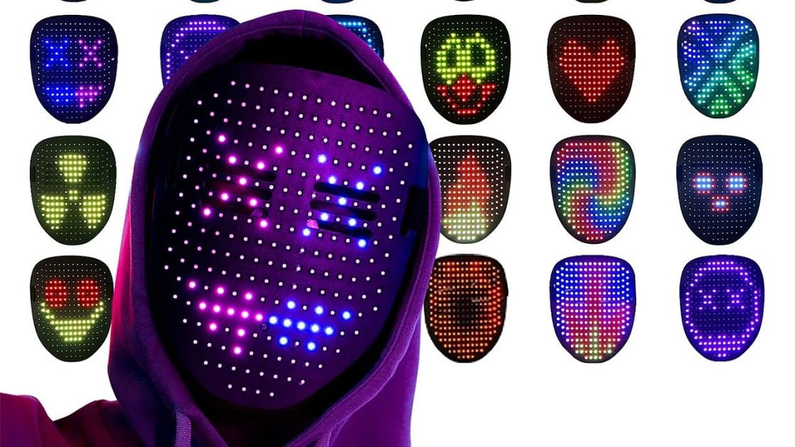 Save 50% Off a Rechargeable LED Light Up Mask With 50 Different Effects for Halloween, Now Under $20
