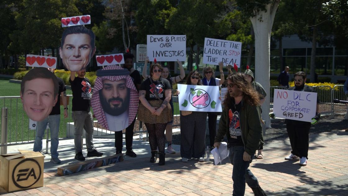  Protesters 'raid' EA to oppose Saudi Arabia acquisition 
