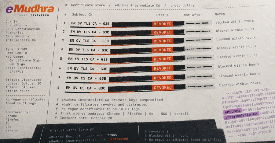 Eight eMudhra CA Keys Compromised, Triggering Emergency Fixes Across Browsers and Software